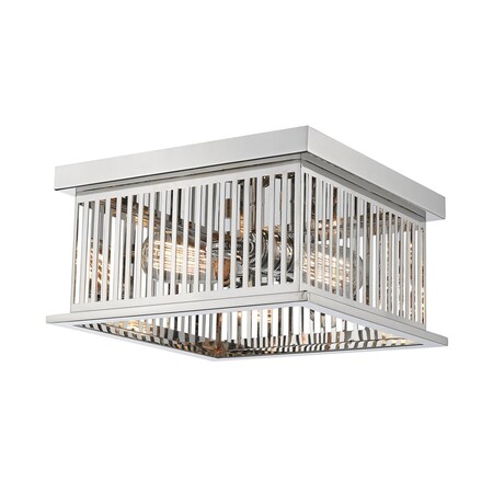 Z-Lite Camellia 2 Light Flush Mount, Polished Nickel & Polished Nickel 333F2PN